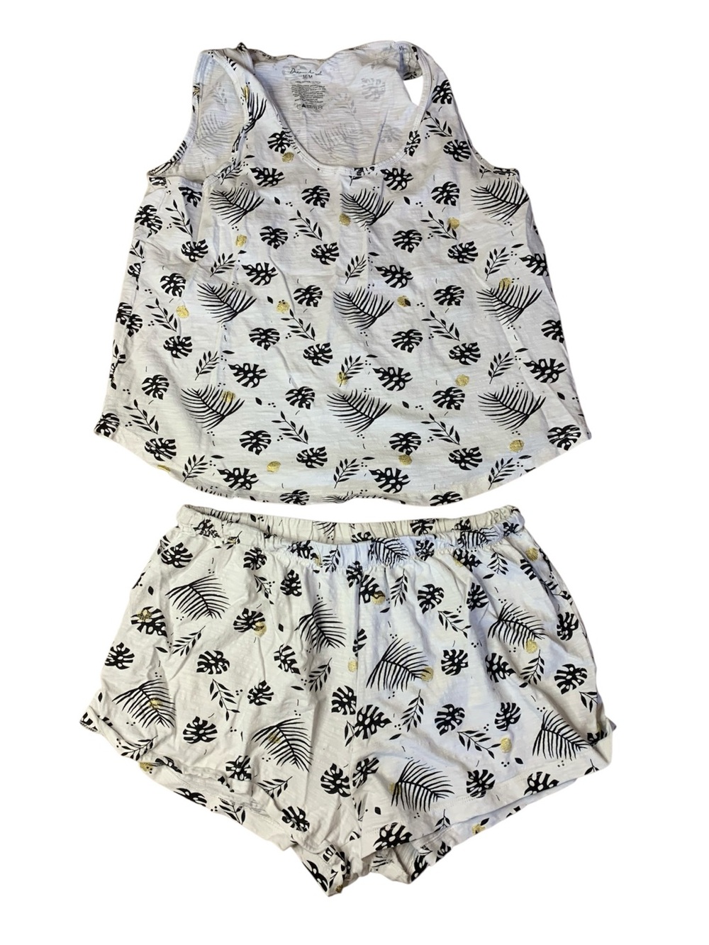 Dream Angel Tropical Palm Leaf Pajama Set Tank & Shorts Medium
